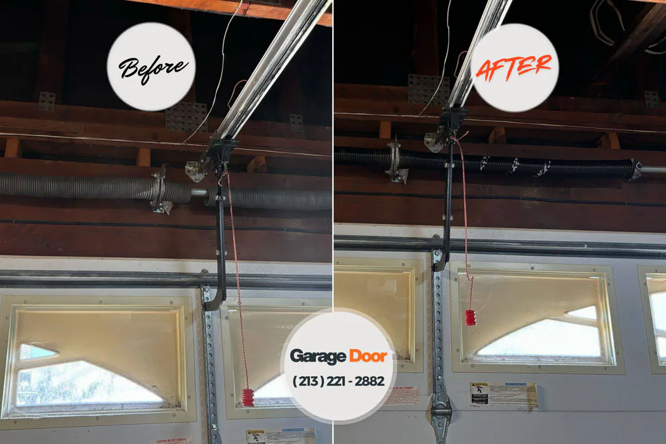 Before and after: garage door repair Belle Plaine, KS